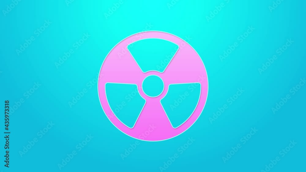 Pink line Radioactive icon isolated on blue background. Radioactive toxic symbol. Radiation Hazard sign. 4K Video motion graphic animation Pink line Radioactive icon isolated on blue background. Radioactive toxic symbol. Radiation Hazard sign. 4K Video motion graphic animation