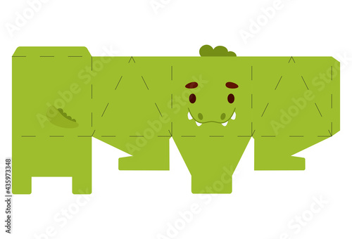 Party favor box crocodile design for sweets, candies, small presents, bakery. Package template, great design for any purposes, birthdays, baby showers, halloween, christmas. Vector stock illustration