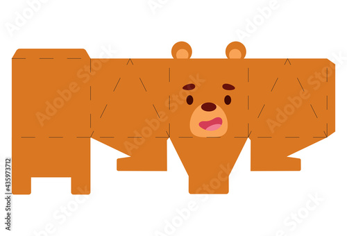 Party favor box bear design for sweets, candies, small presents, bakery. Package template, great design for any purposes, birthdays, baby showers, halloween, christmas. Vector stock illustration