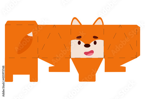 Party favor box fox design for sweets, candies, small presents, bakery. Package template, great design for any purposes, birthdays, baby showers, halloween, christmas. Vector stock illustration