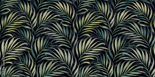 tropical-exotic-seamless-pattern-with-beautiful-shiny-golden-green-palm-leaves-hand-drawn-vintage-3d-illustration-glamorous-abstract-background-design-good-for-luxury-wallpapers-fabric-printing