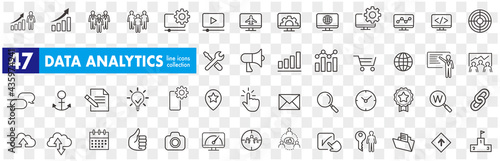 illustration of analysis statistics line icons collection vector 
