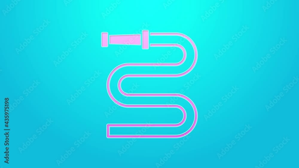 Pink line Fire hose reel icon isolated on blue background. 4K Video motion graphic animation Pink line Fire hose reel icon isolated on blue background. 4K Video motion graphic animation