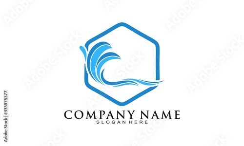 Wave polygon icon logo