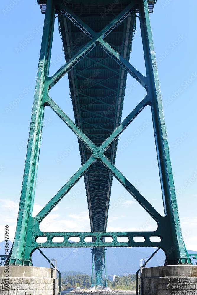 Low angle view of Lions Gate Bridge, Vancouver, BC, Canada Low angle view of Lions Gate Bridge, Vancouver, BC, Canada