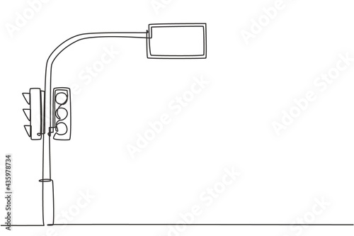 Single one line drawing of a traffic light that uses countdown time to inform road users of remaining stop time and road time. Modern continuous line draw design graphic vector illustration.