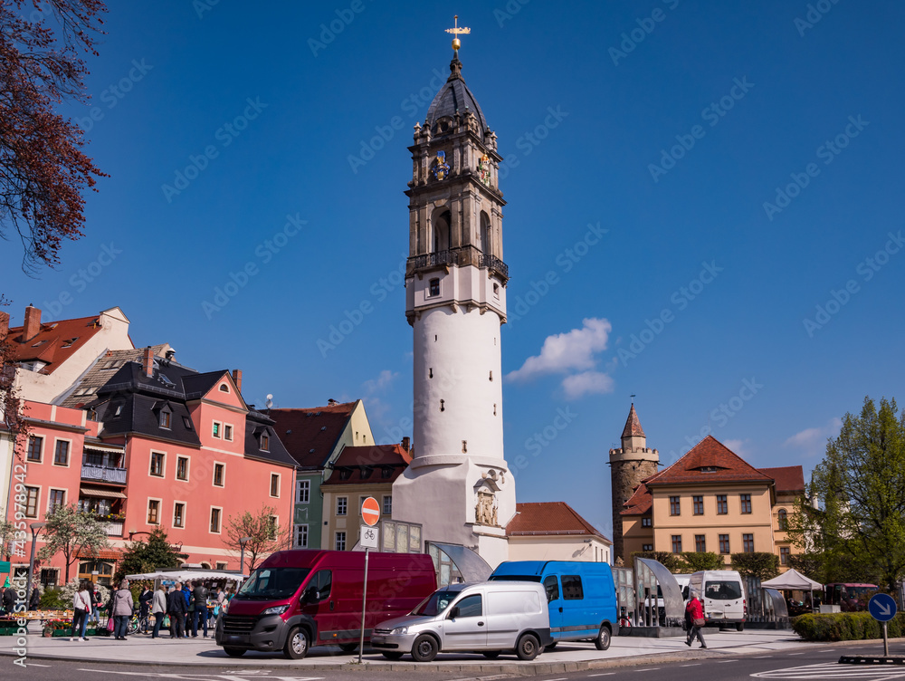Fototapeta premium Altstadt Markt mit Reichenturm in Bautzen