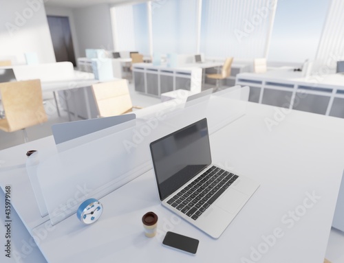 Modern room office interior scene 3D rendering place of work wallpaper backgrounds