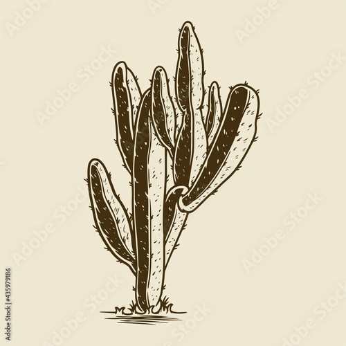 Cactus sketchy style illust...