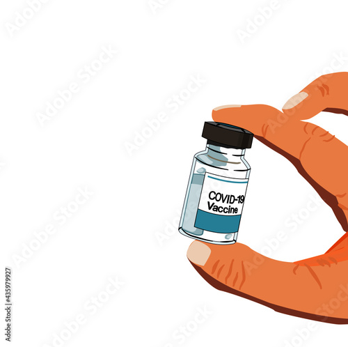 A coronavirus vaccine COVID-19 .Coronavirus Vaccine holding in hand,Medical Concept treatment with space vector design.