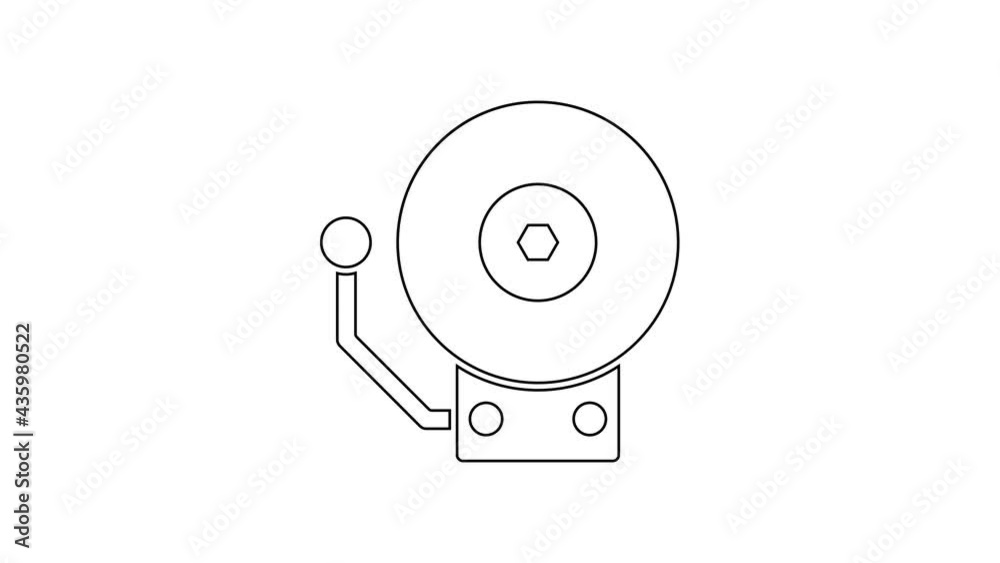Black line Ringing alarm bell icon isolated on white background. Fire alarm system. Service bell, handbell sign, notification symbol. 4K Video motion graphic animation Black line Ringing alarm bell icon isolated on white background. Fire alarm system. Service bell, handbell sign, notification symbol. 4K Video motion graphic animation