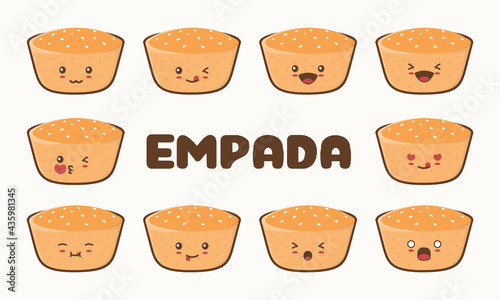 cartoon illustration of empada. vector illustration of traditional brazilian snacks.
