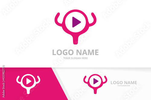Vector bladder and button play logo combination. Urinary tract logotype design template.
