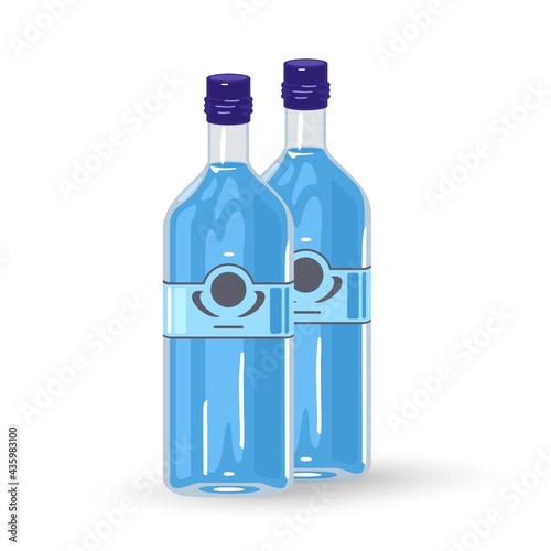 Cartoon component for cocktail gin and tonic. Vector alcoholic beverage, shipment from storage facility to cafes. Alcohol transport idea isolated on white