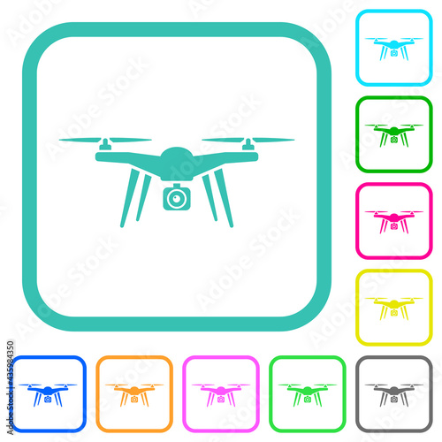 Drone quadcopter vivid colored flat icons