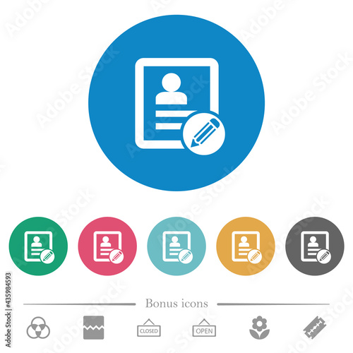 Edit contact flat round icons