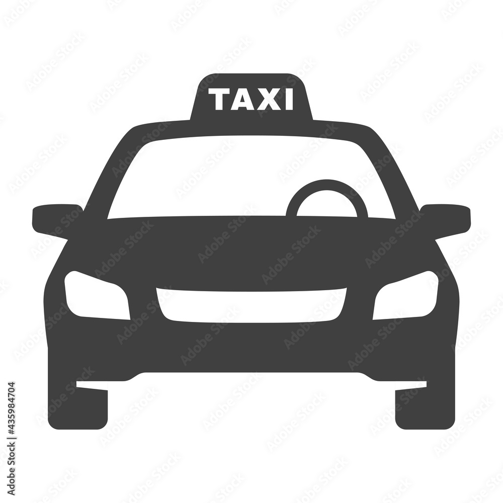 Monochrome simple taxi icon vector illustration urban personal comfortable transport service