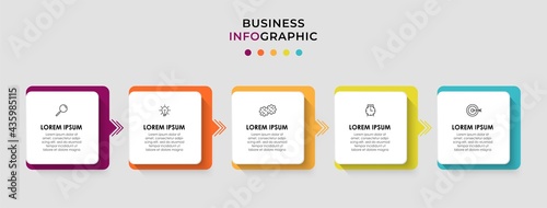 Vector Infographic design business template with icons and 5 options or steps. Can be used for process diagram, presentations, workflow layout, banner, flow chart, info graph