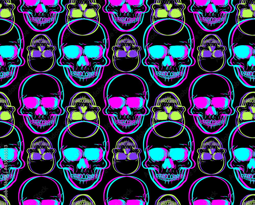Front view vector illustration of a human skull pattern