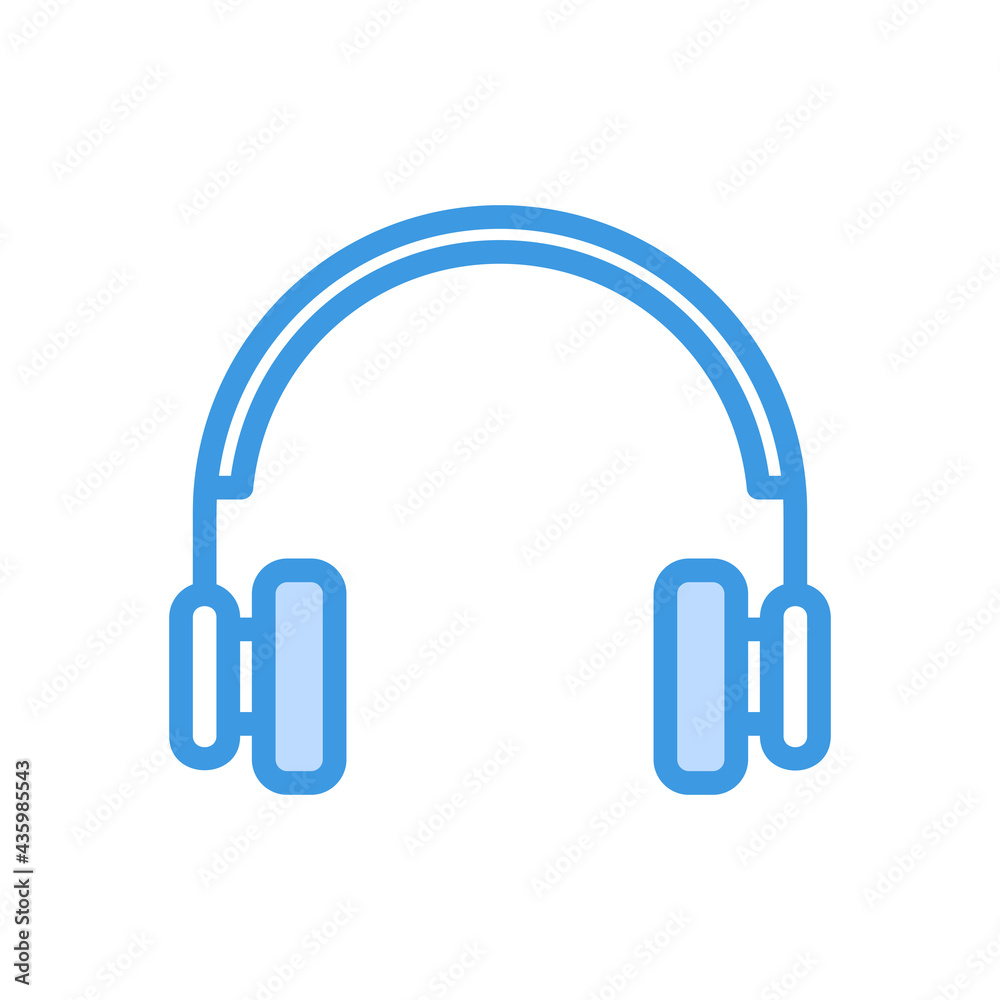 Headphone vector illustration icon in blue style about multimedia for any projects Headphone vector illustration icon in blue style about multimedia for any projects