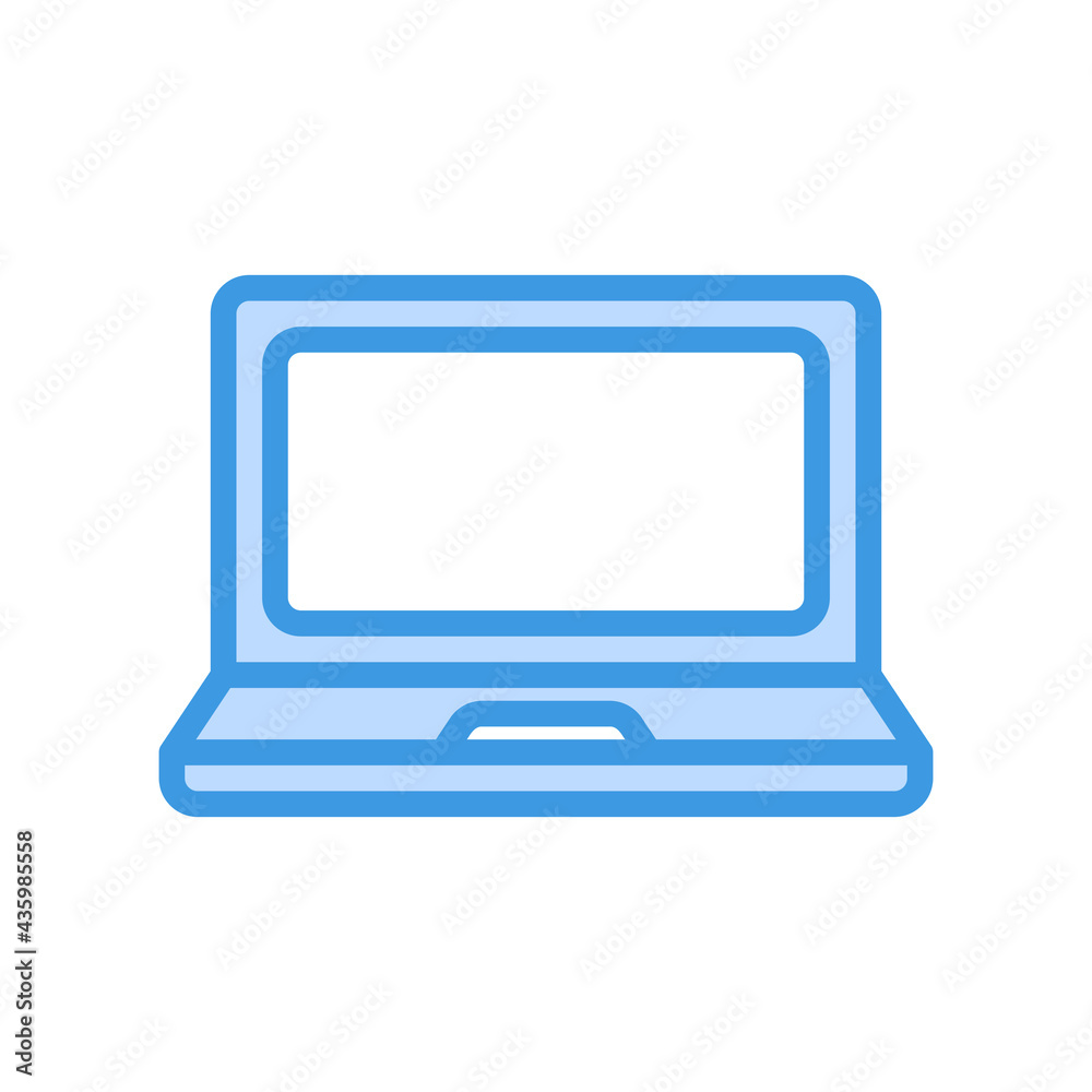 Laptop icon vector illustration in blue style about multimedia for any projects Laptop icon vector illustration in blue style about multimedia for any projects