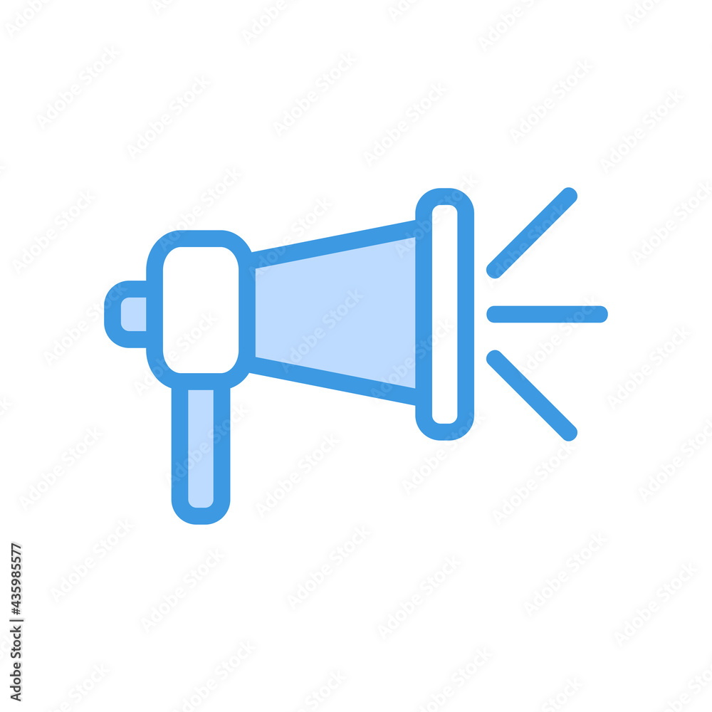 Megaphone icon vector illustration in blue style about multimedia for any projects Megaphone icon vector illustration in blue style about multimedia for any projects