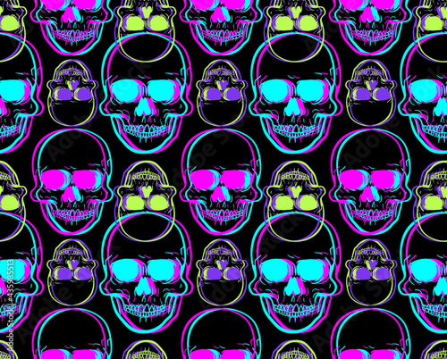 Front view vector illustration of a human skull pattern photo