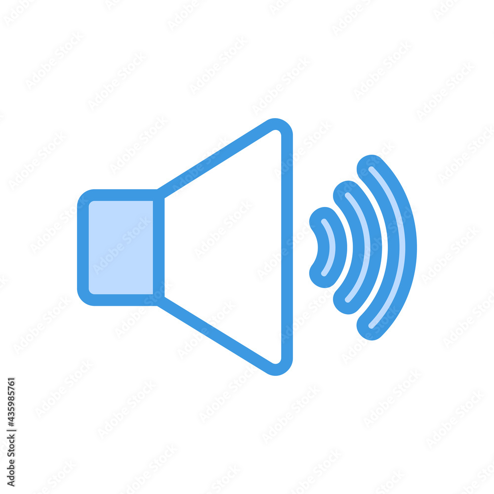 Volume icon vector illustration in blue style about multimedia for any projects Volume icon vector illustration in blue style about multimedia for any projects