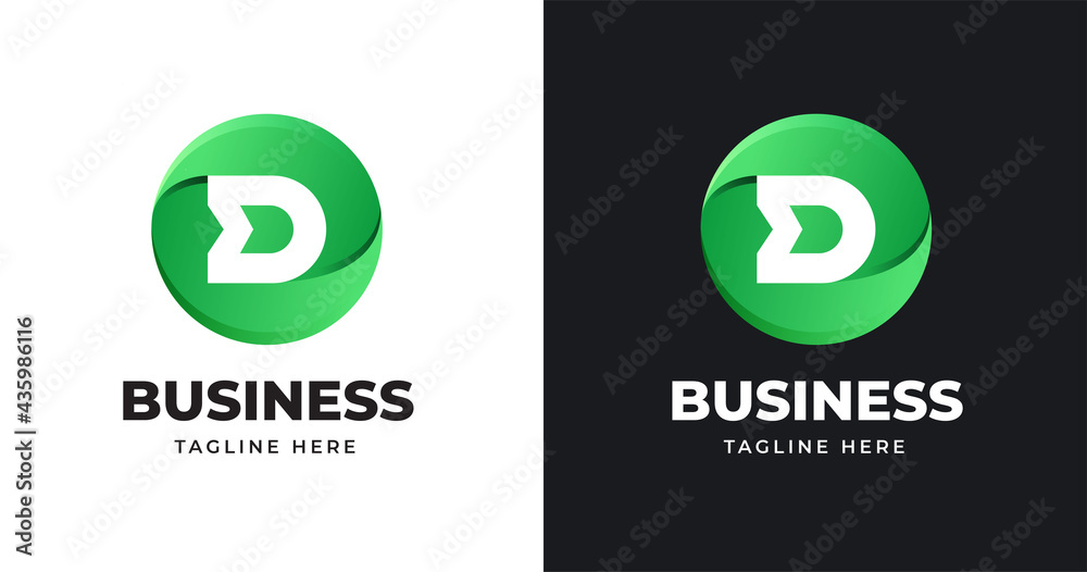 Letter initial D Logo design with circle shape Letter initial D Logo design with circle shape