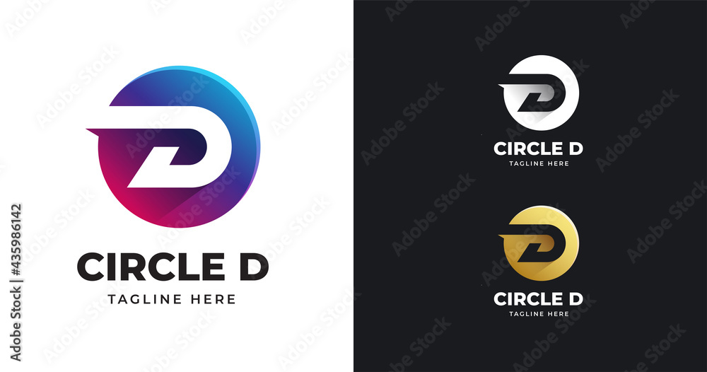 Letter D logo vector illustration with circle shape design - obrazy, fototapety, plakaty 