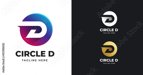 Letter D logo vector illustration with circle shape design