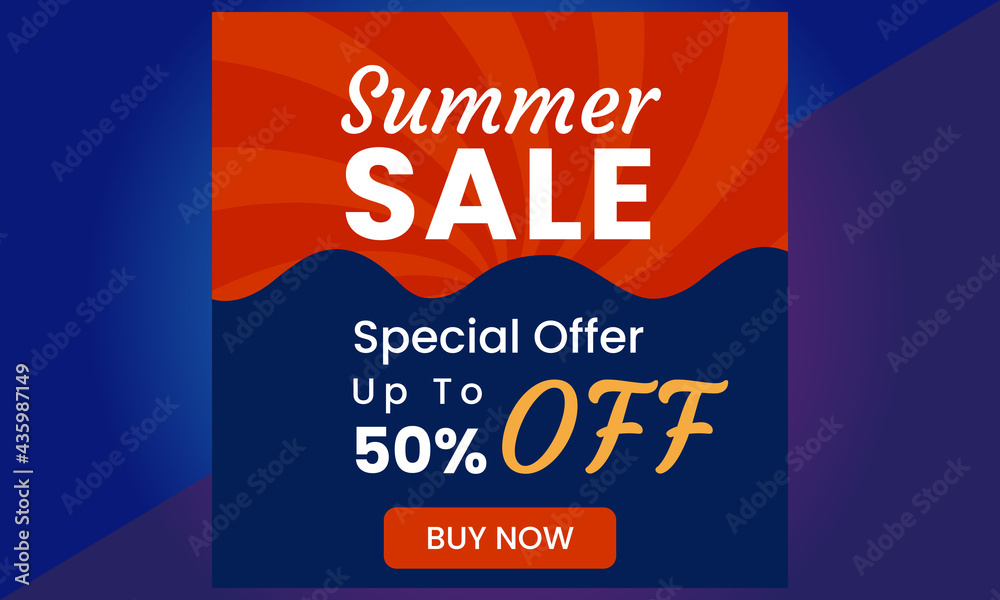 Obraz premium Summer Sale Banner suitable for social media posts, mobile apps, banners design and web ads. Vector fashion backgrounds.