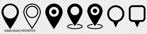 Set of map pin icons. Modern map markers. location pin sign. Vector icon isolated on transparent background photo