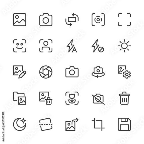 Image Editing, Adjustments, Image Gallery, Photo Editing. Simple Interface Icons for Web and Mobile Apps. Editable Stroke. 32x32 Pixel Perfect.