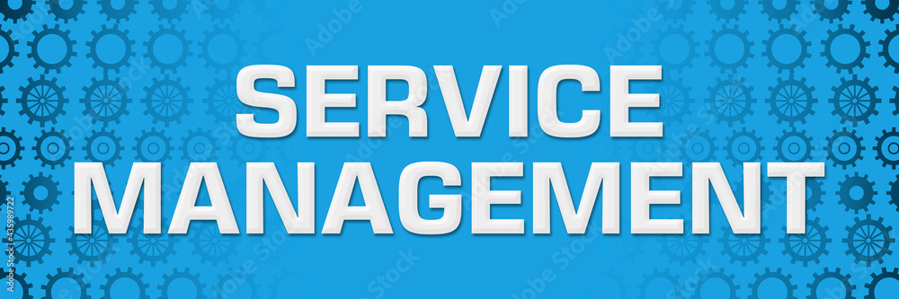 Service Management Blue Gears Background Horizontal Service Management Blue Gears Background Horizontal