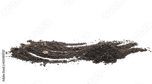 Dirt pile with rocks isolated on white background