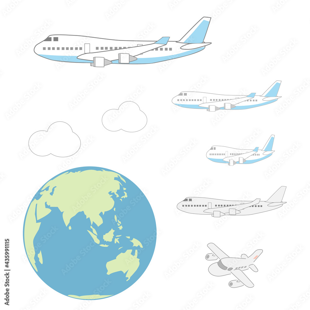 飛行機と地球と雲 飛行機と地球と雲