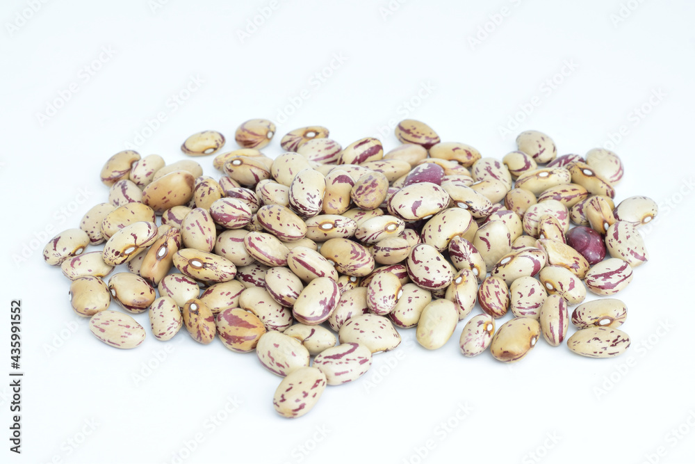 Background of legumes, beans, on white background.