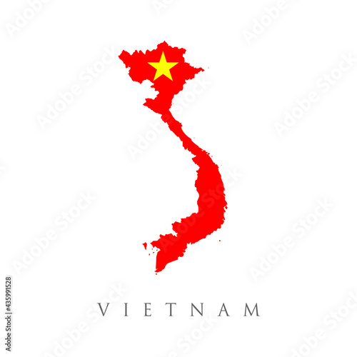 map of vietnam and vietnamese flag illustration. Vietnam country flag inside map contour design icon logo.