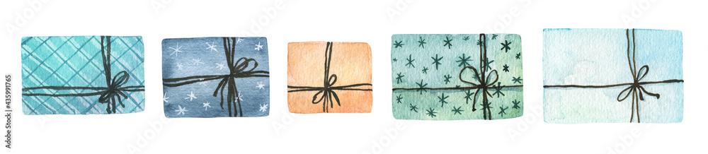 Set of bright colorful Christmas presents isolated on white background. Set of bright colorful Christmas presents isolated on white background.