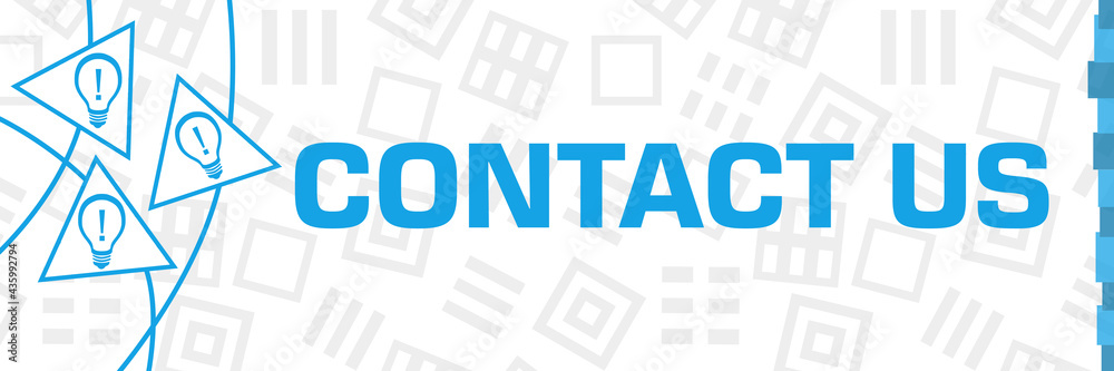 Fototapeta premium Contact Us Bulbs Blue Curves Triangles Horizontal 