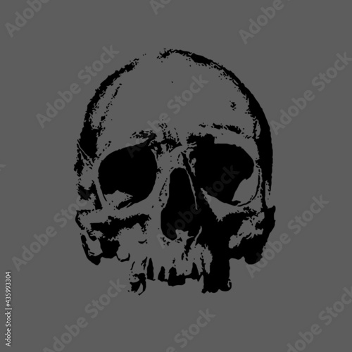 Realistic black skull vector. Skull T shirt design. Download it now