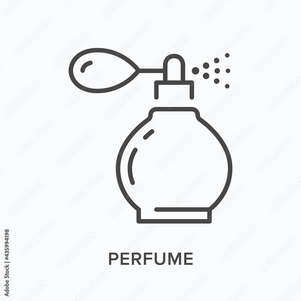 Perfume flat line icon. Vector outline illustration of glass retro ...