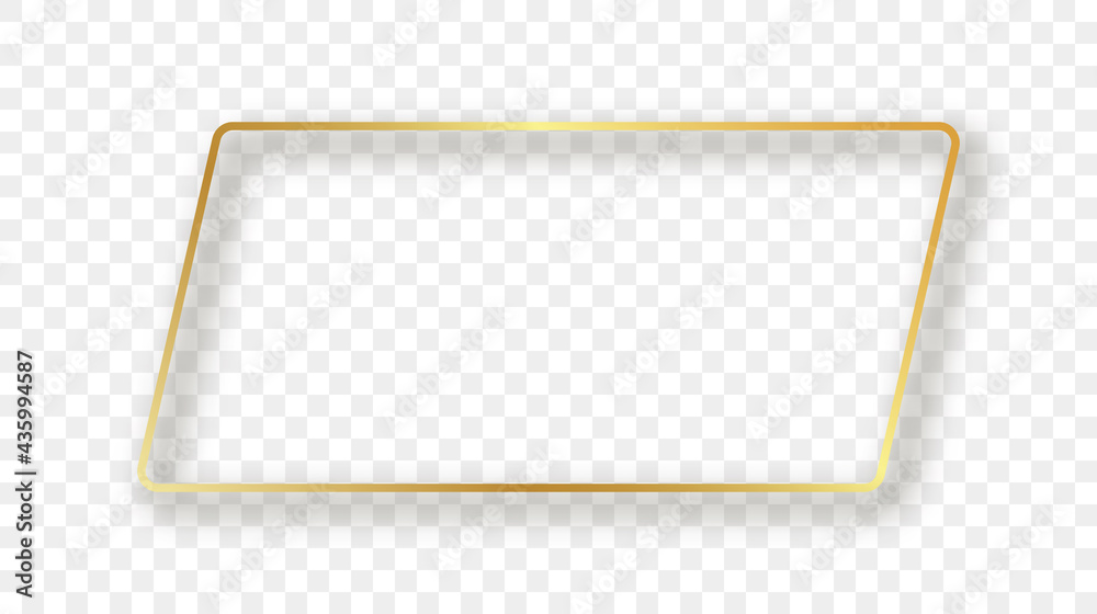 Gold glowing rounded rectangular shape frame with shadow Gold glowing rounded rectangular shape frame with shadow