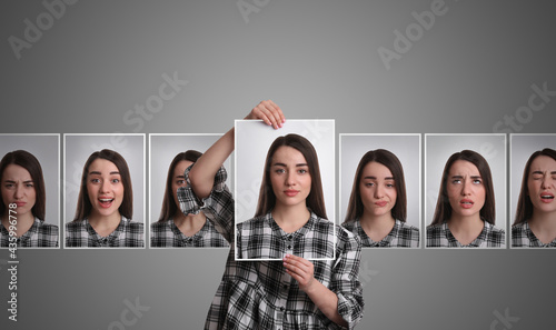 Woman with personality disorder, multiple exposure. Collage