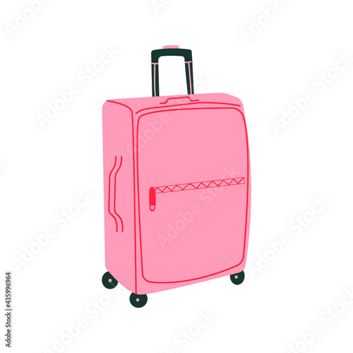 Hand drawn suitcase, travel concept. Flat illustration.