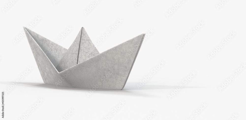 Paper boat on soft surface 3d. Paper boat on soft surface 3d.