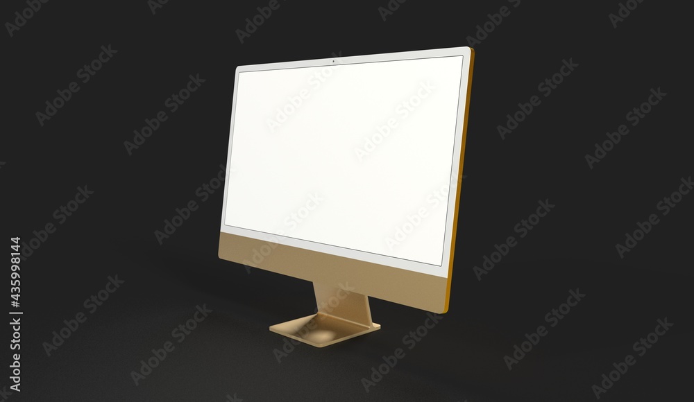 Realistic 3D Computer, with a white screen, isolated on a background Realistic 3D Computer, with a white screen, isolated on a background