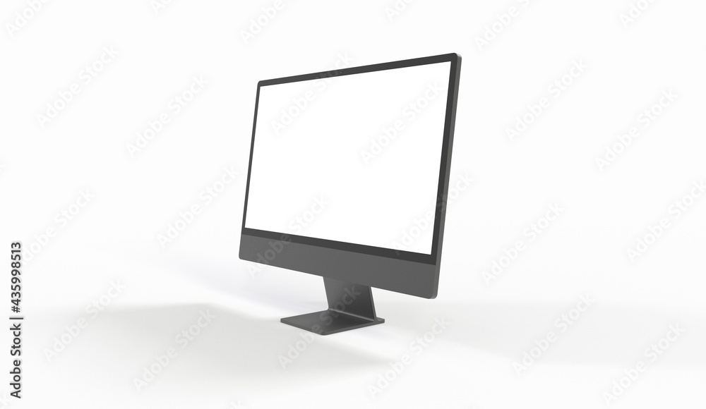 Computer display with blank white screen 3d Computer display with blank white screen 3d
