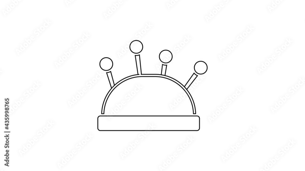 Black line Needle bed and needles icon isolated on white background. Handmade and sewing theme. 4K Video motion graphic animation Black line Needle bed and needles icon isolated on white background. Handmade and sewing theme. 4K Video motion graphic animation